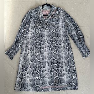 Rebecca Taylor navy snake print silk shift dress